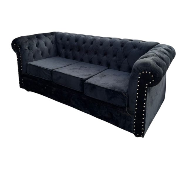 Black 3 Seater Chester Sofa