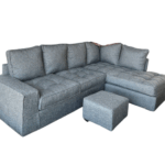 Grey L Shaped 5 Seater Sofa in Kenya Cream