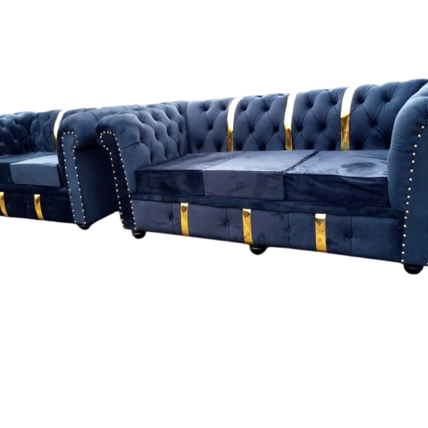 Navy Blue 5 Seater Chester Sofa