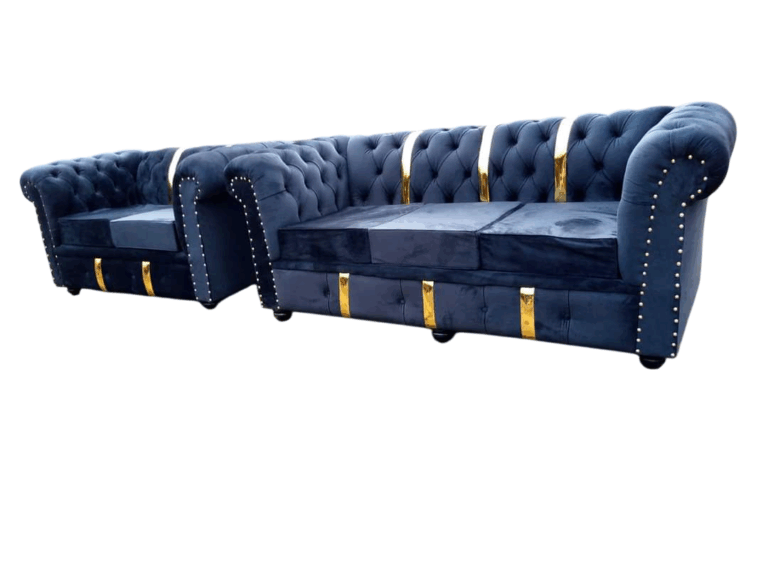 Navy Blue 5 Seater Chester Sofa