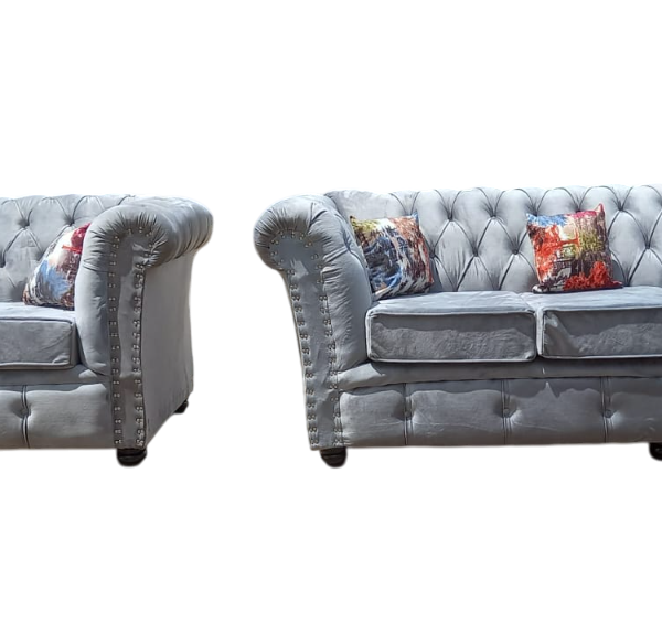 Grey 5 Seater Chester Sofa